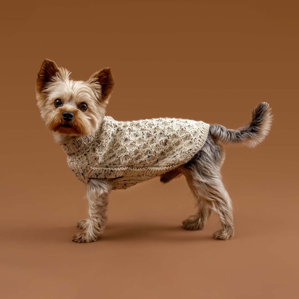 Maglione in alpaca avorio screziato
