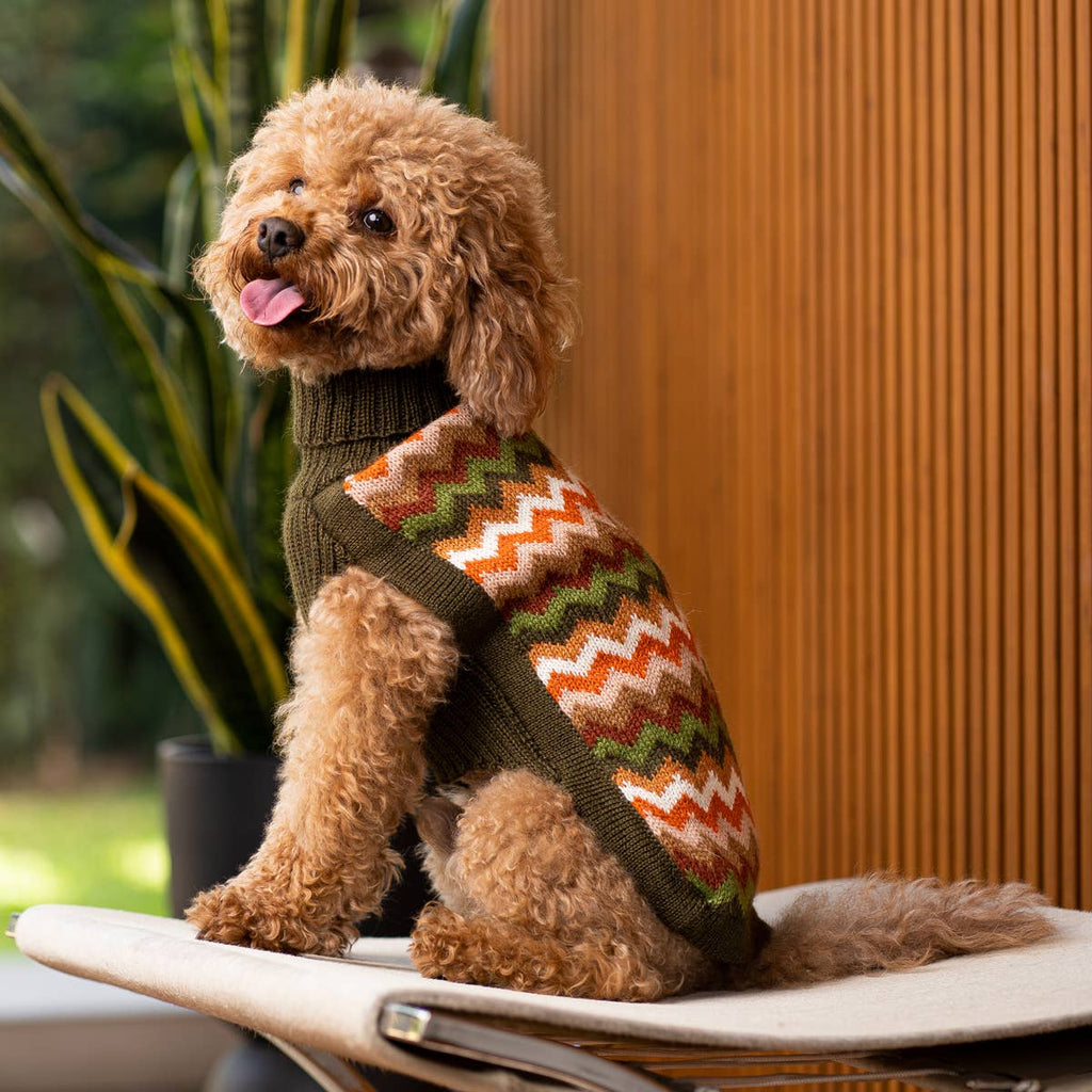 Maglione in alpaca con motivo Chevron Forest