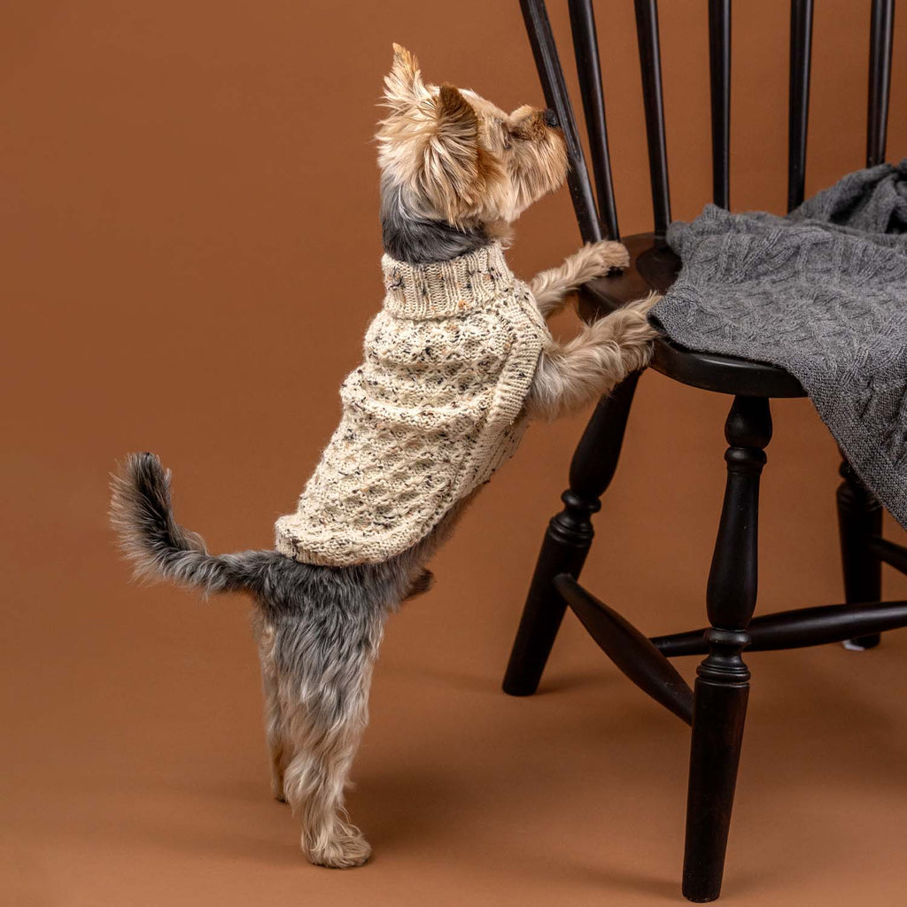 Maglione in alpaca avorio screziato